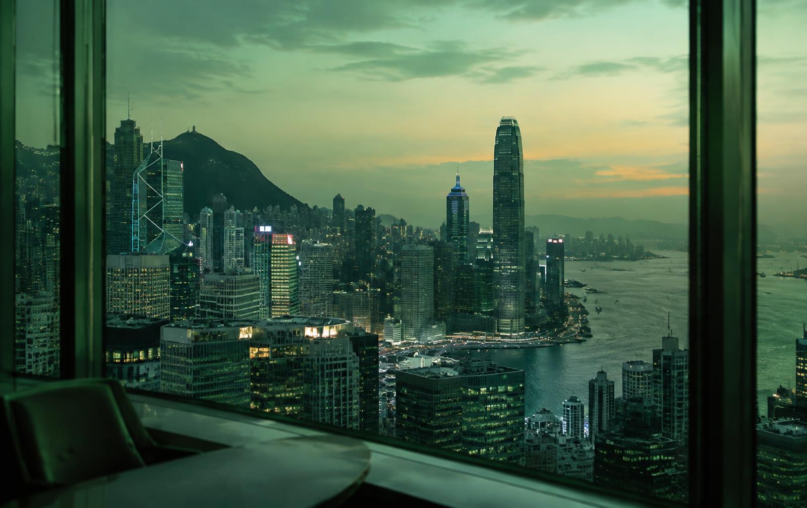 Central Hong Kong skyline at dusk